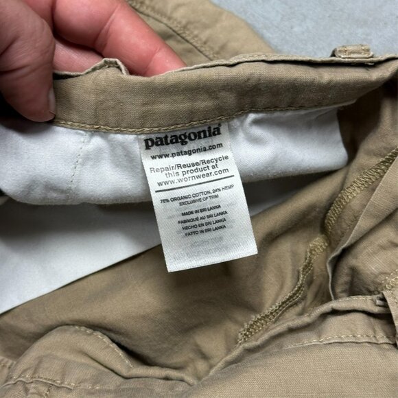 Patagonia Shorts Mens Organic Cotton Hemp Beige Logo 38" Waist 8" Inseam - Picture 6 of 8